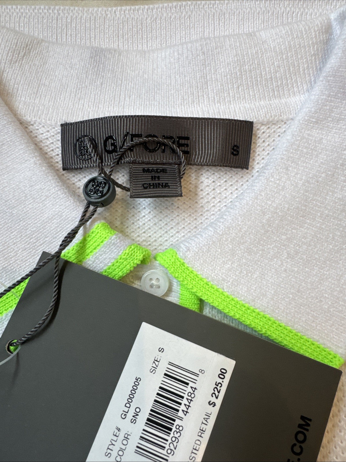 NWT G/Fore Fully Fashioned Cotton Pique Sleeveless Polo Dress White Size S
