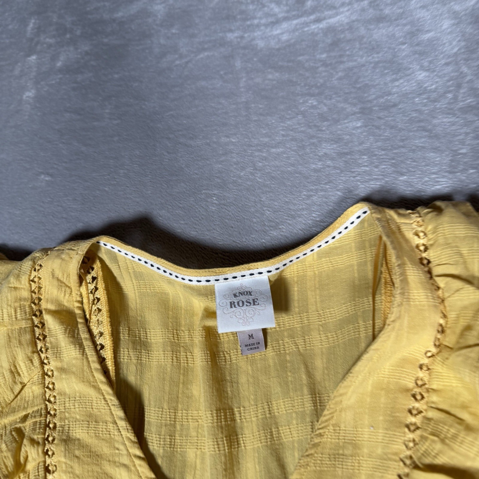 Knox Rose Drees Womens Medium Yellow Saharan V-Neck Flutter Sleeve Mini Boho