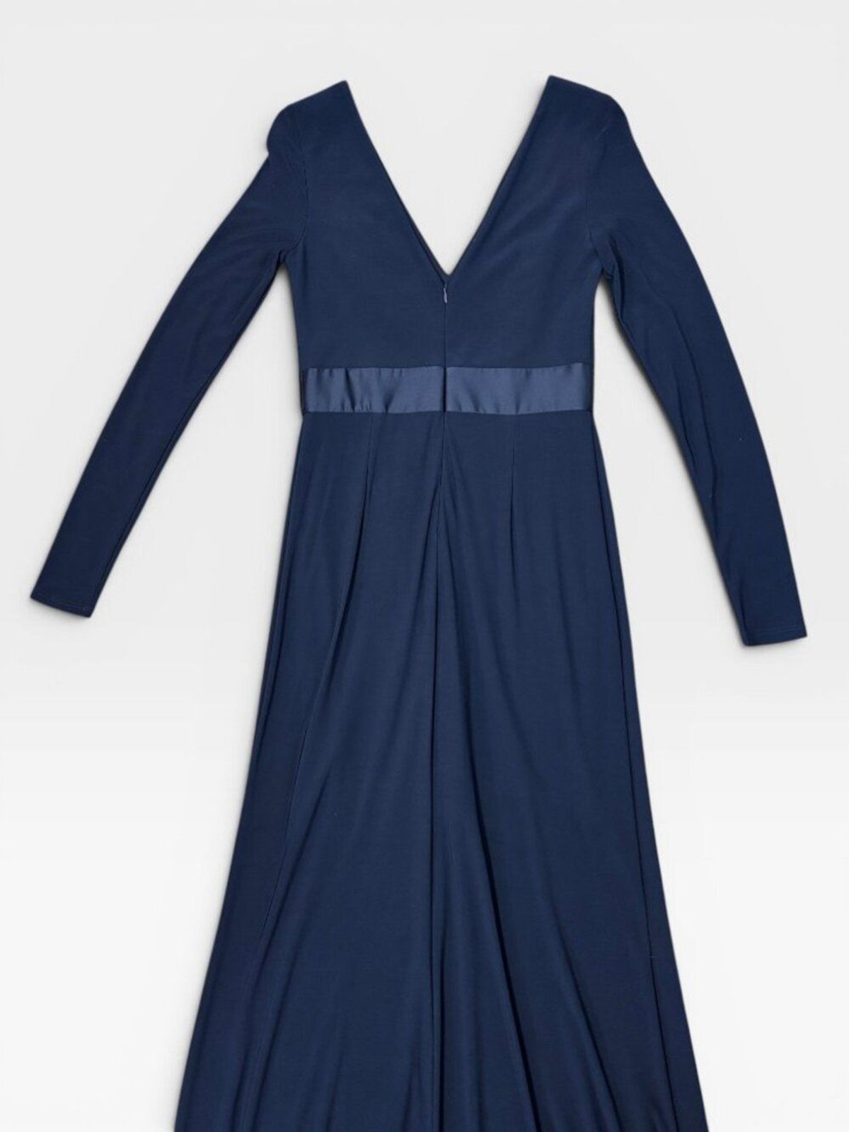 Vera Wang Navy Long Sleeve Maxi Overlay Dress Open Front Built-In Mini Size 4
