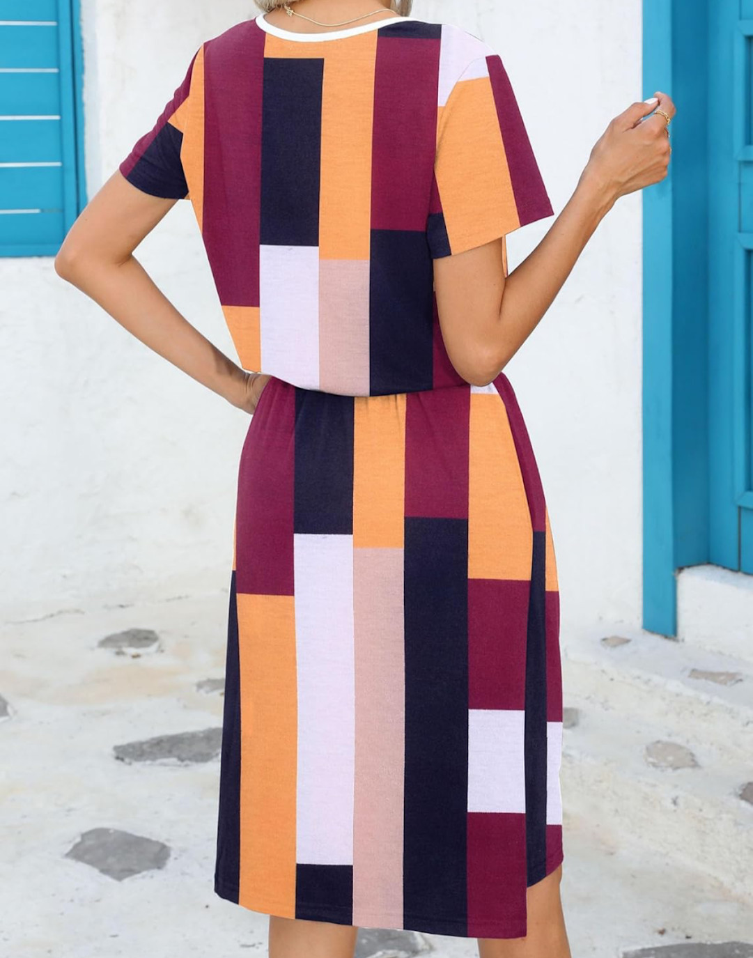 Sundress Short Sleeve Shift Dress with Pockets
