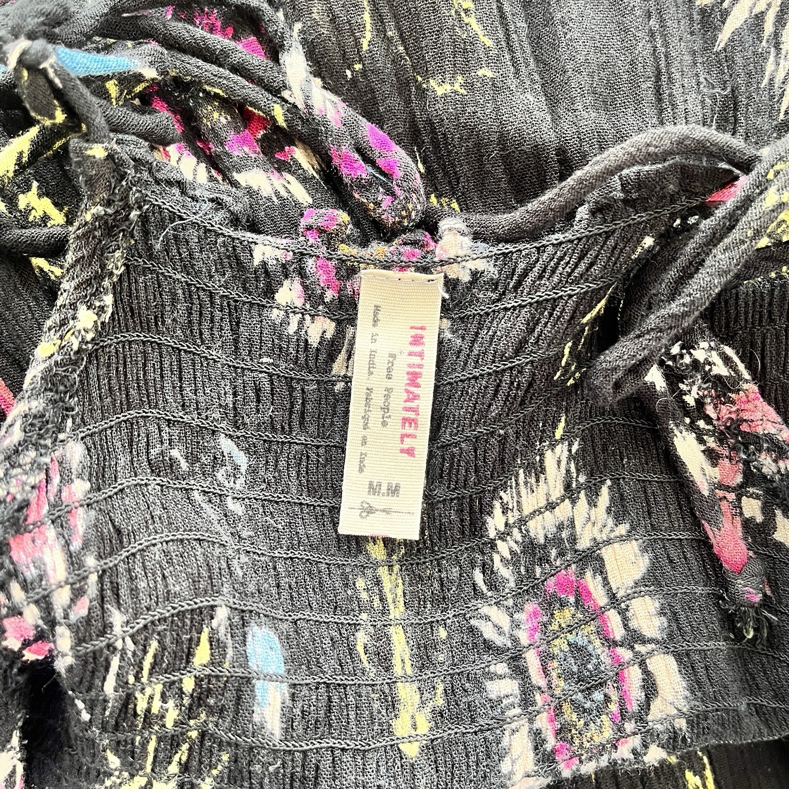 Intimately Free People Black Floral ‘Garden Party’ Smocked Maxi Dress, Size M