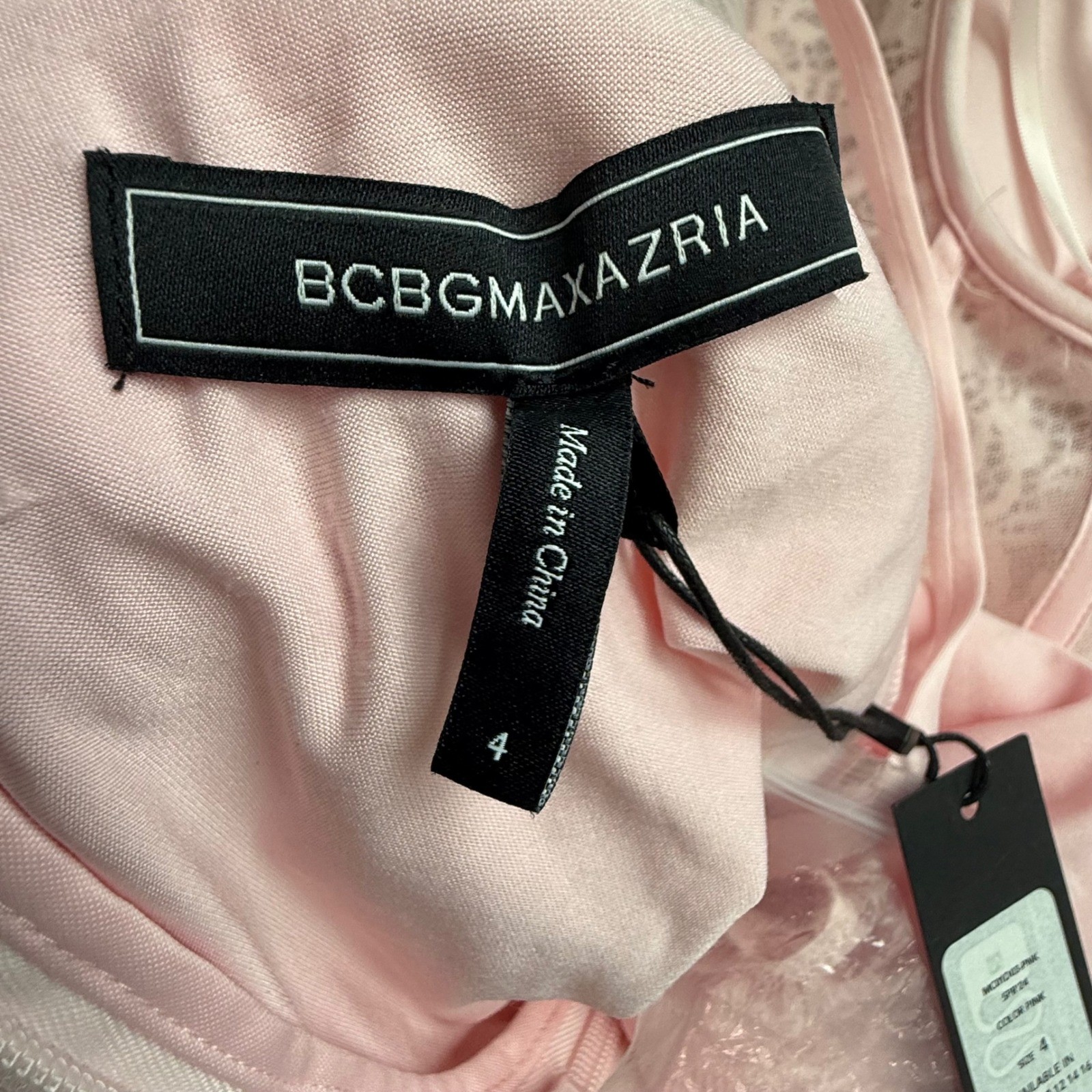 BCBG Max Azria Pink Lace Strapless Corset Sheer Midi Dress NWT Size 4