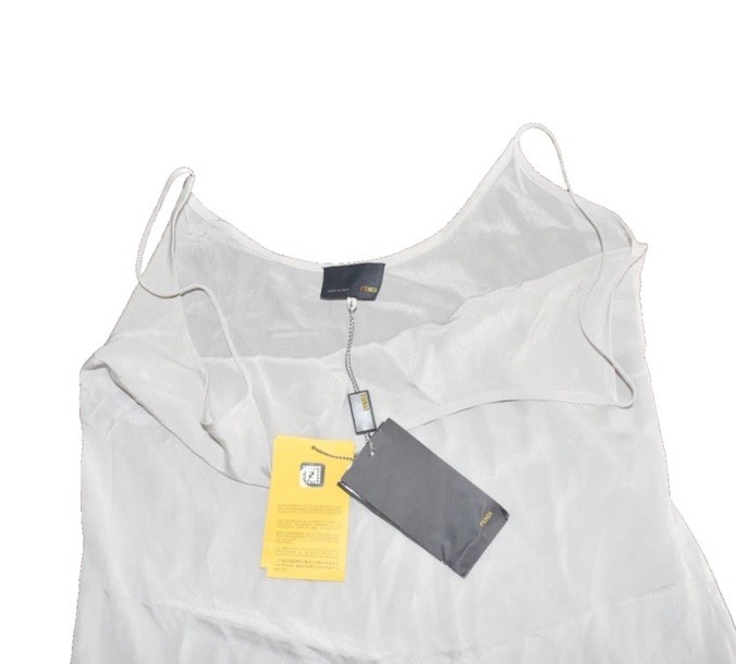 FENDI Off White 100% Silk Slip Dress Liner Only Size 40 New