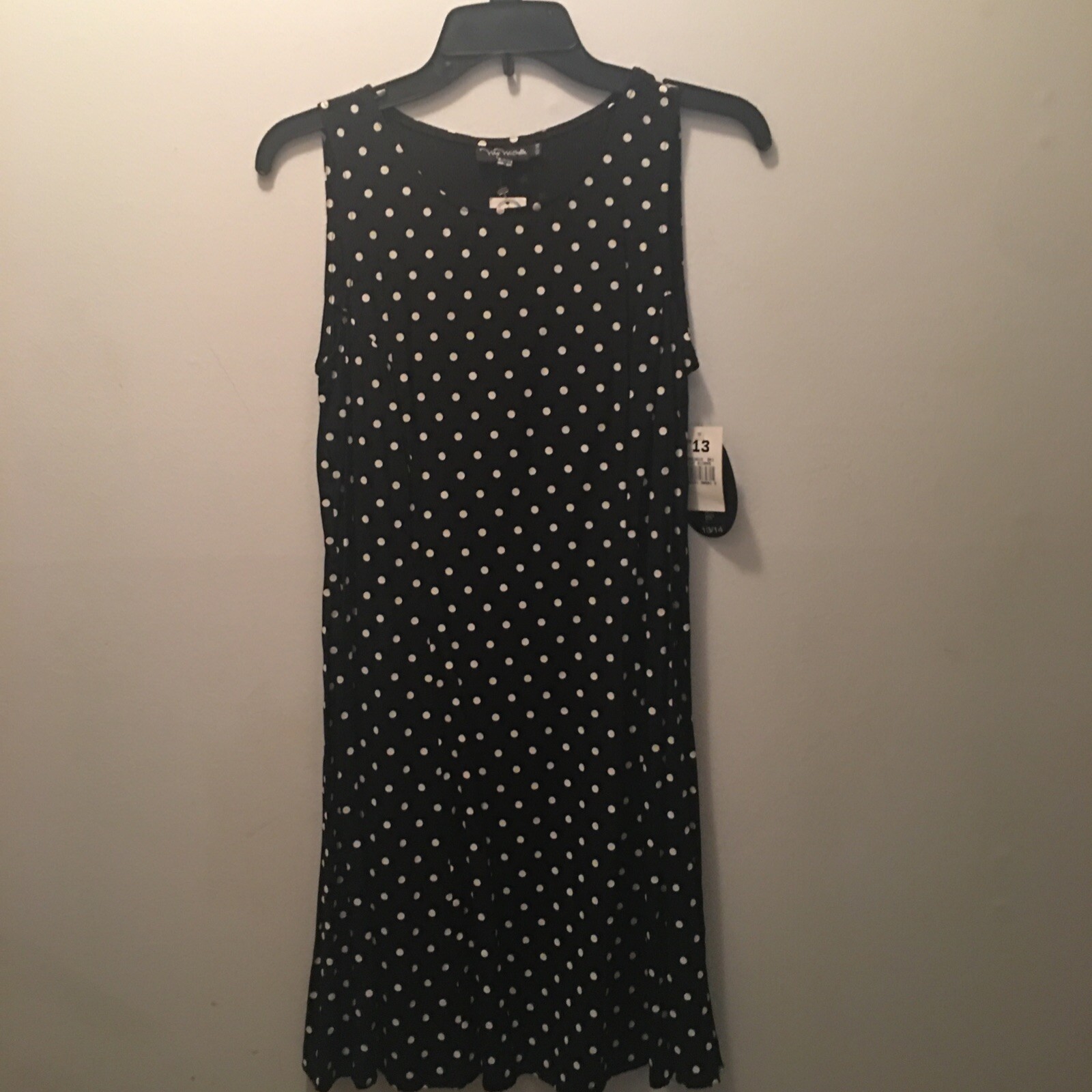 Vintage My Michelle Dress Juniors 13/14 Navy White Polka Dot New with Tags