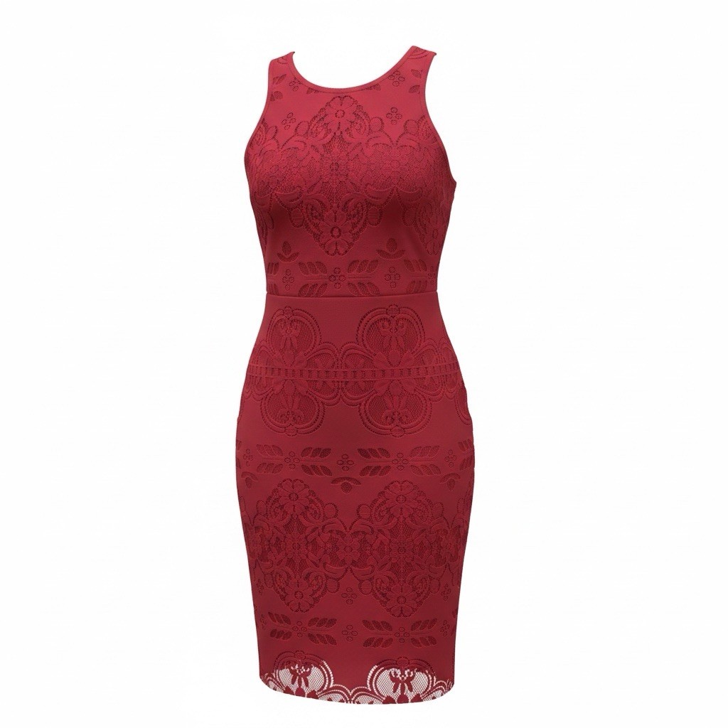 Guess LA size 8 lacey fitted & Lined red mini dress Stunning