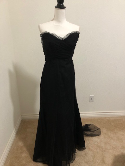 Black Strapless Evening Gown with train by Vera Wang, size 6