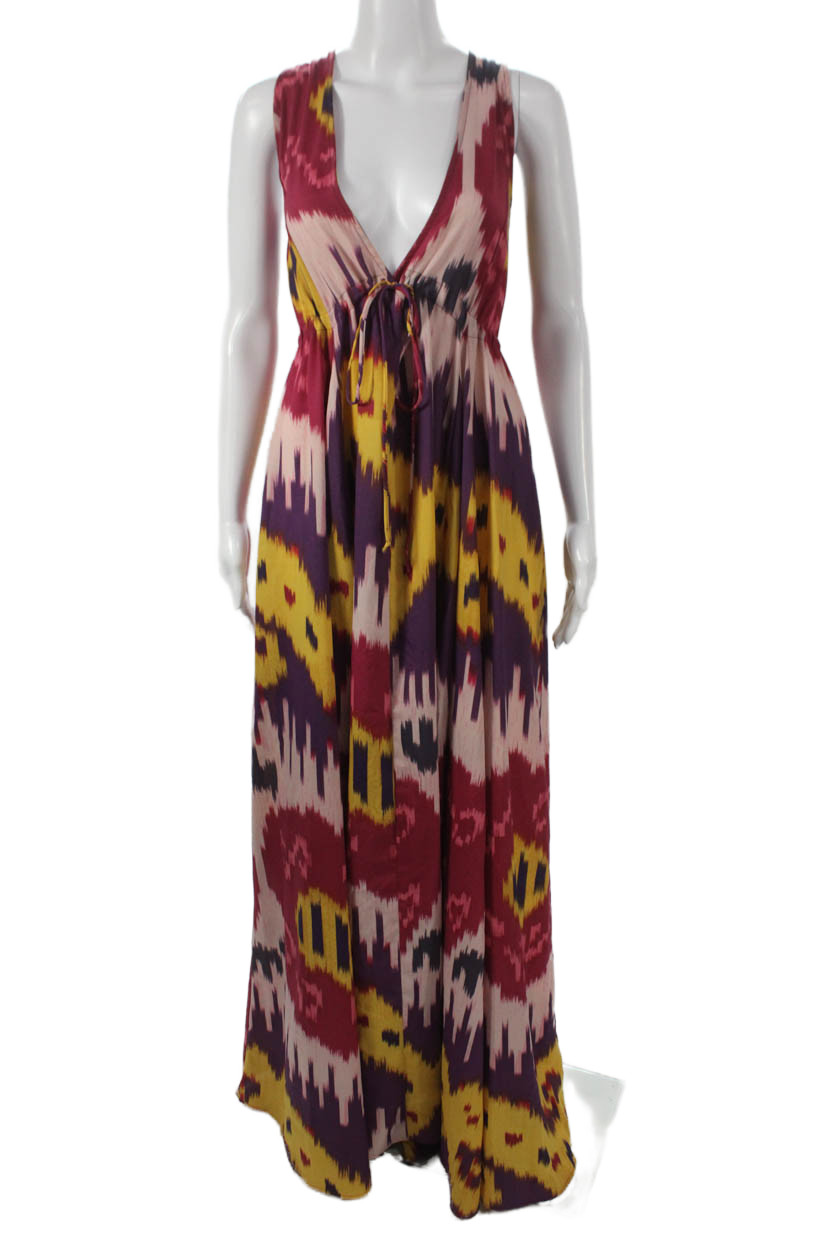 Rachel Pally Women Maxi Sundress Purple V-Neck Full Length Size M
