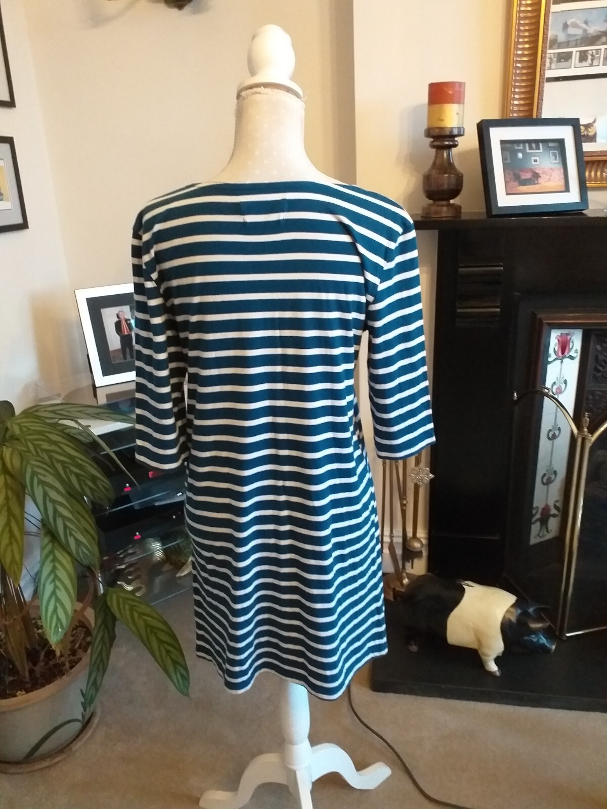 Seasalt Womens Cornwall Sailor Tunic UK 10 Navy White Striped Organic Cotton