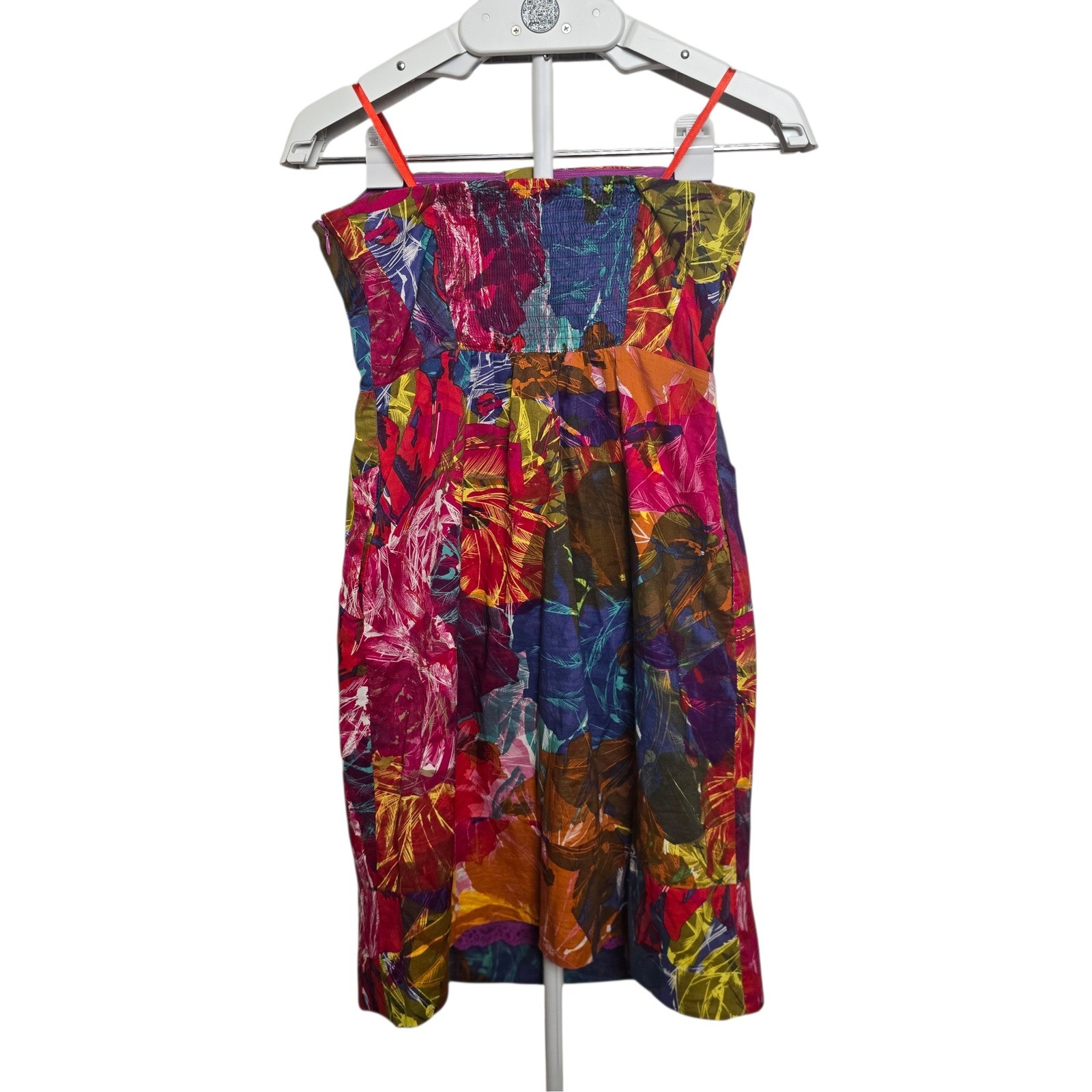 Moulinette Soeurs Strapless Abstract Print Cotton Midi Dress Button Front Size 2