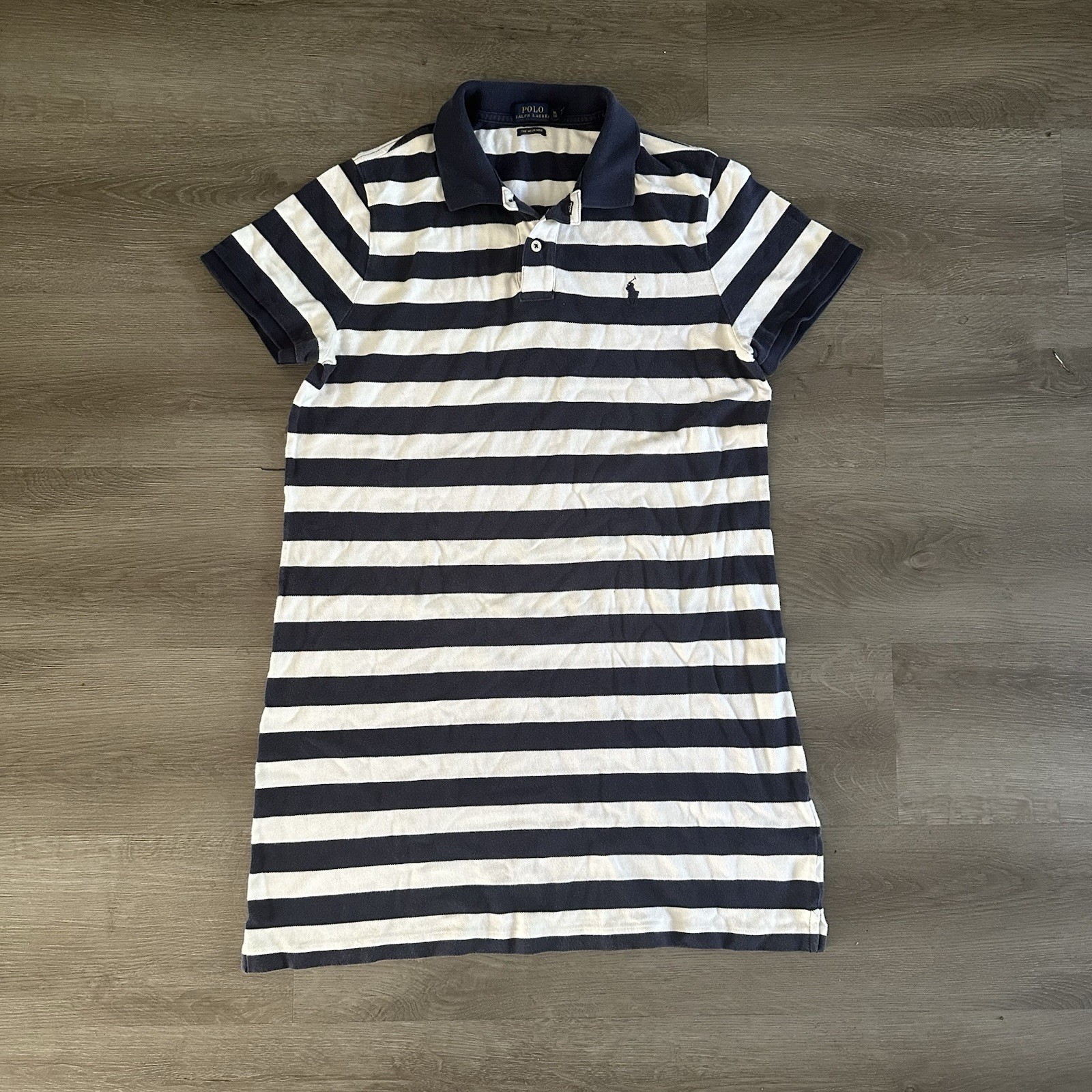 The Mesh Mini Polo Ralph Lauren Shirtdress Blue/White Stripe Size XL