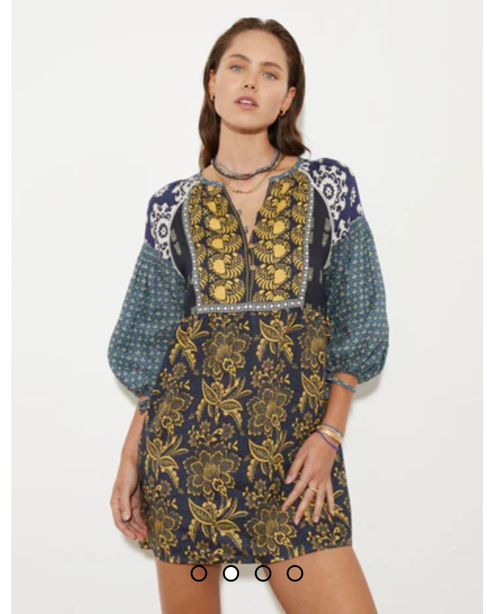 Boteh Florimonde Mini Smock Dress – Indigo Patchwork – UK 10 (Size 2) – BNWT