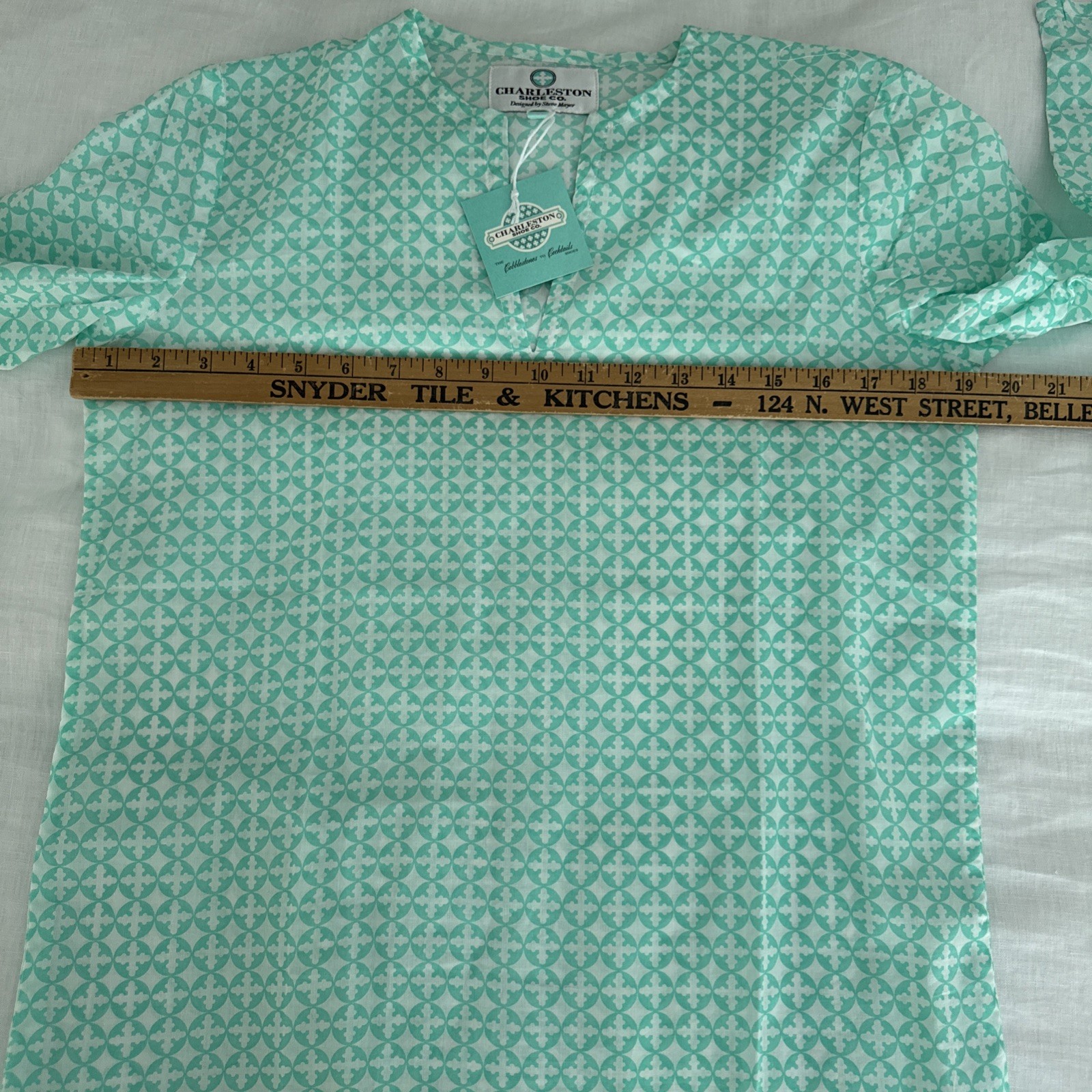 NWT Charleston Shoe Company By Steve Mayer Size Small Dress Aqua White Tunic