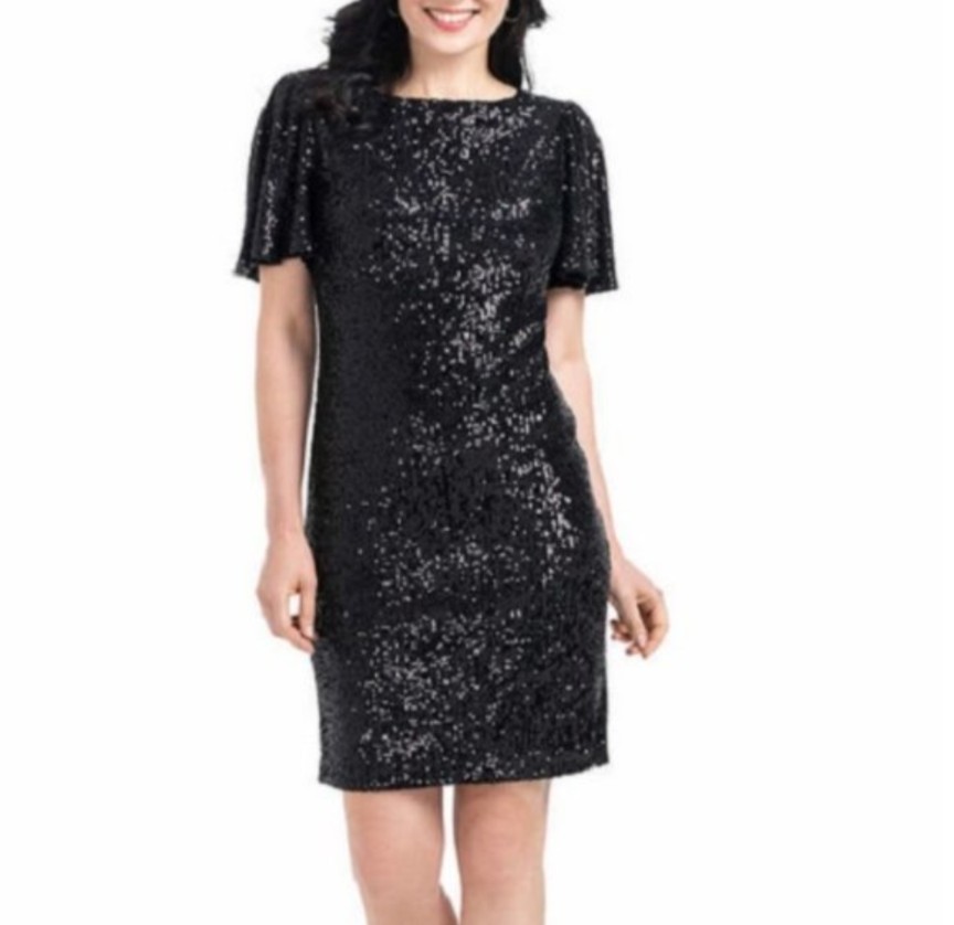 Hilary Radley Black Sequin Midi Dress – Size XS