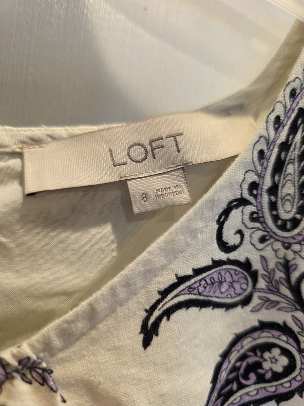 Loft Linen Blend Lace Trim Sheath Dress 12 Sleeveless Round Neck