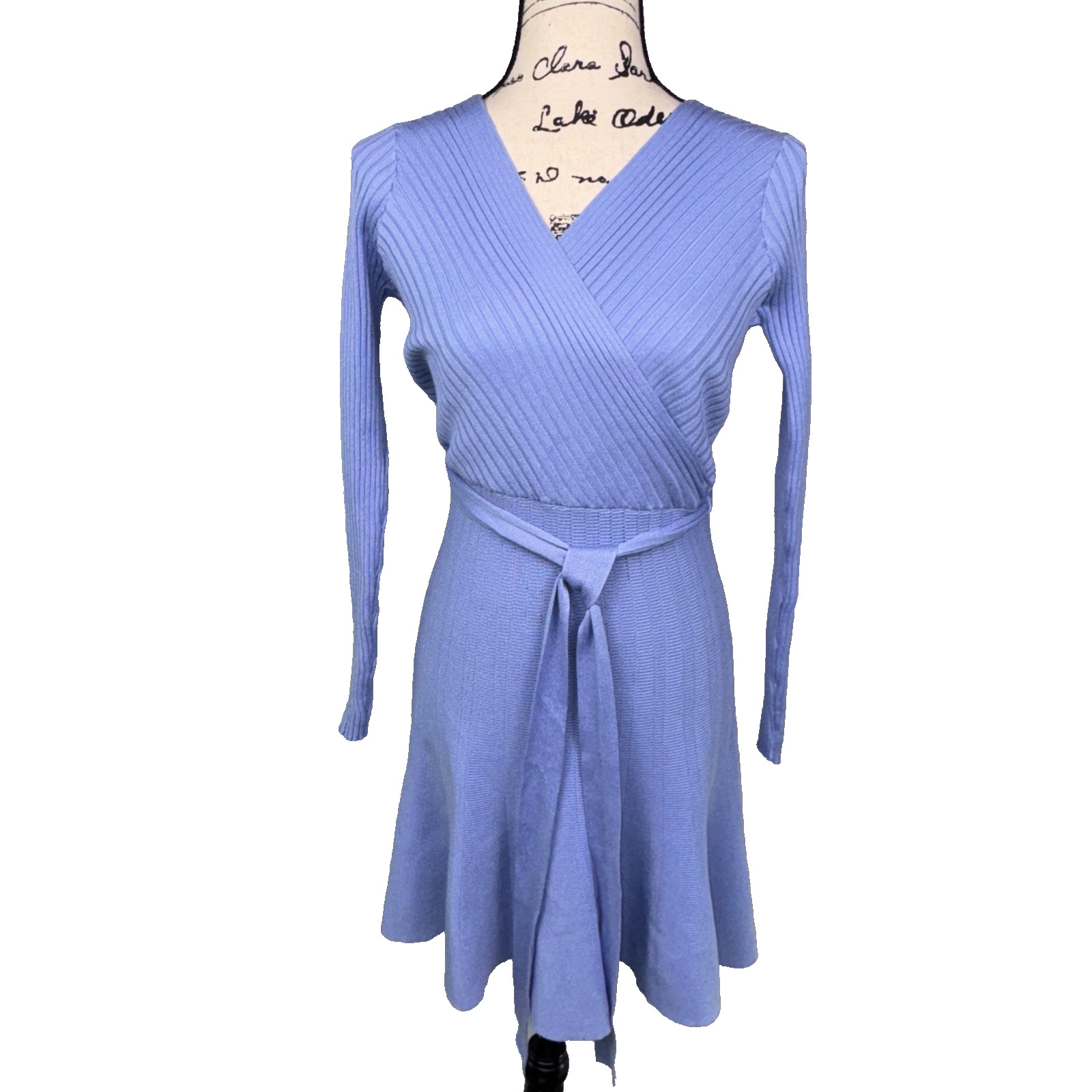Wrap Style Dress Long Sleeved Blue Belted Stretchy Jr. 5/6 Women S Twirly Ballet