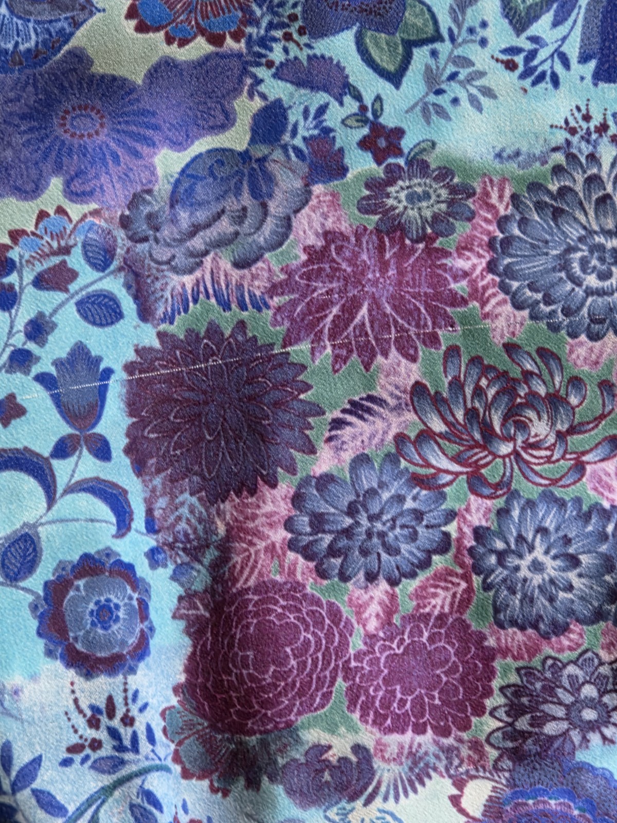 Y2K My Michelle Blue Purple Bright Retro Floral Artsy Shift Mini Dress Size 3/4