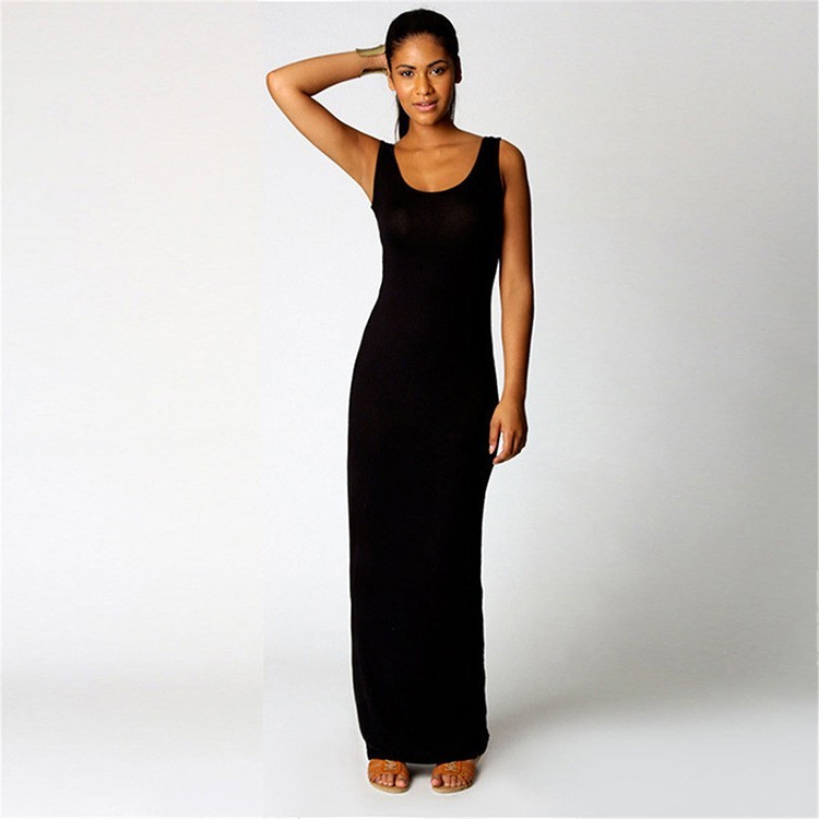 Womens Sleeveless Maxi Dress Bodycon Casual Summer Long Tank Beach Sundress