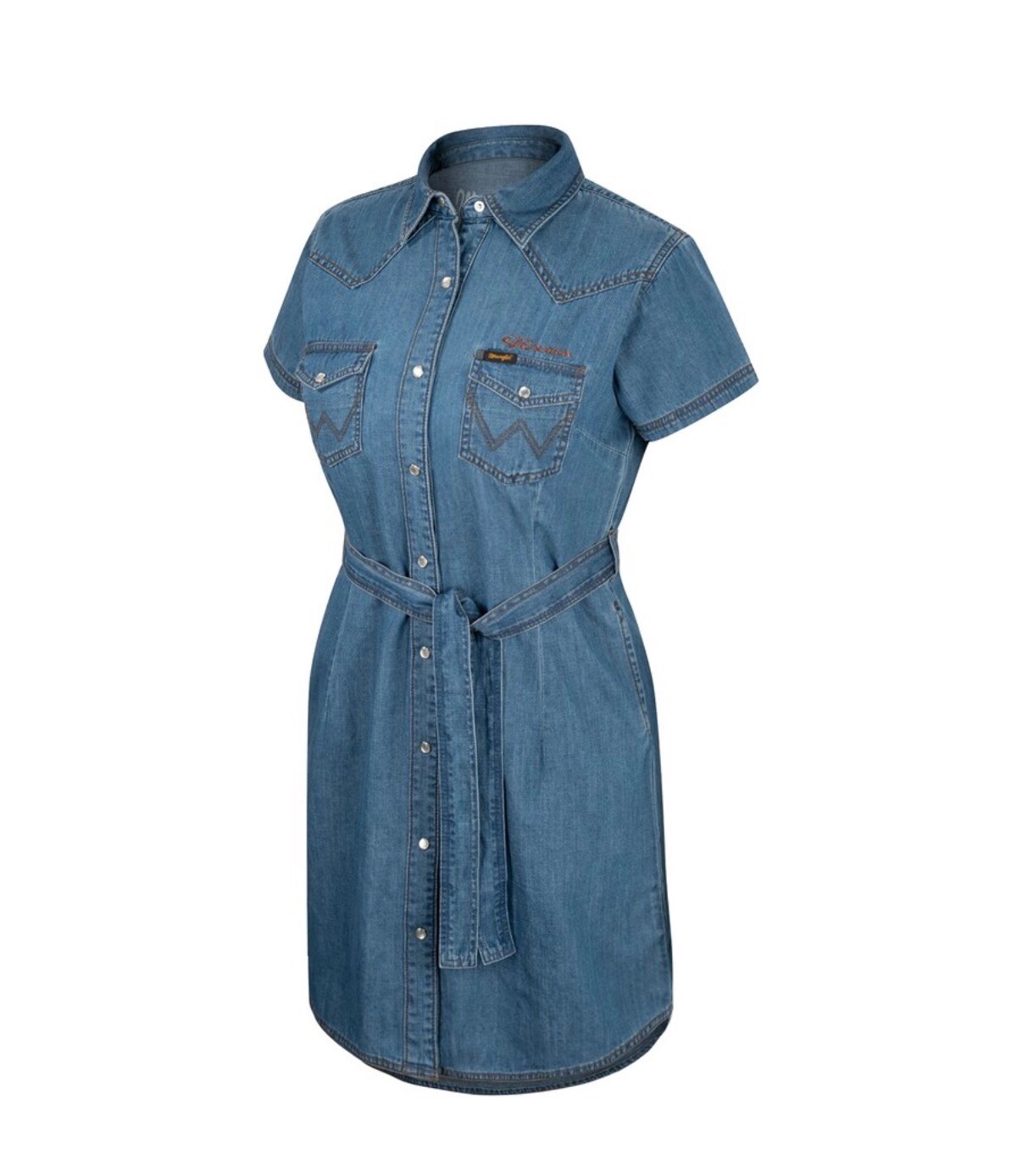 Wrangler Texas UT Longhorn Embroidered Blue Denim Shirt Dress with Belt Size XL