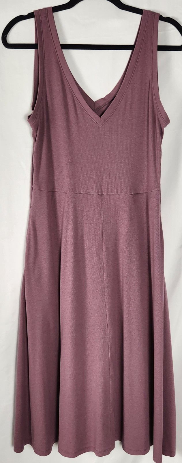 Jersey Knit Mauve Minimalist/Classic/Neutral Midi Ribbed Tank Dress L