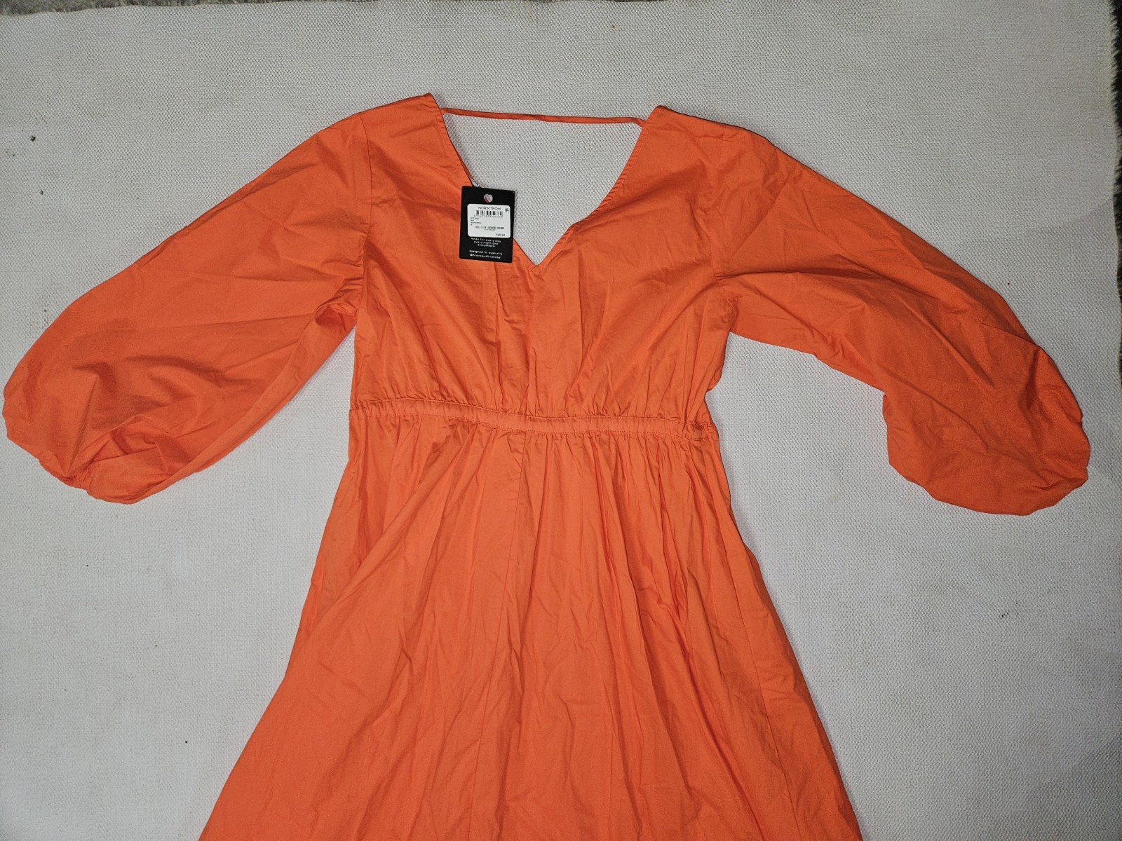 Brave + True Sunshine Cotton Poplin Midi Dress Vibrant Mandarin Orange Color