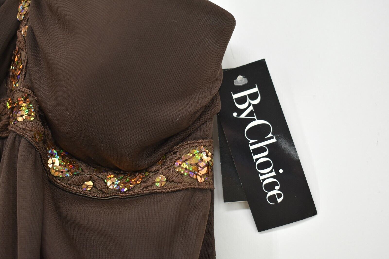 By Choice Womens Spaghetti Strap Sequins Embroidery Pleated Halter Mini Dress L