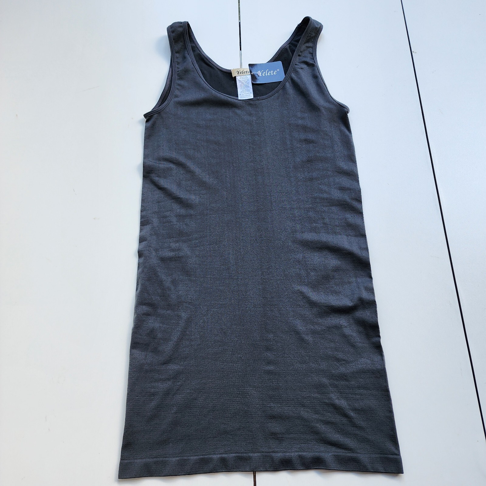 NWT Yelete Stretch Nylon Bodycon Mini Dress Charcoal Gray OS