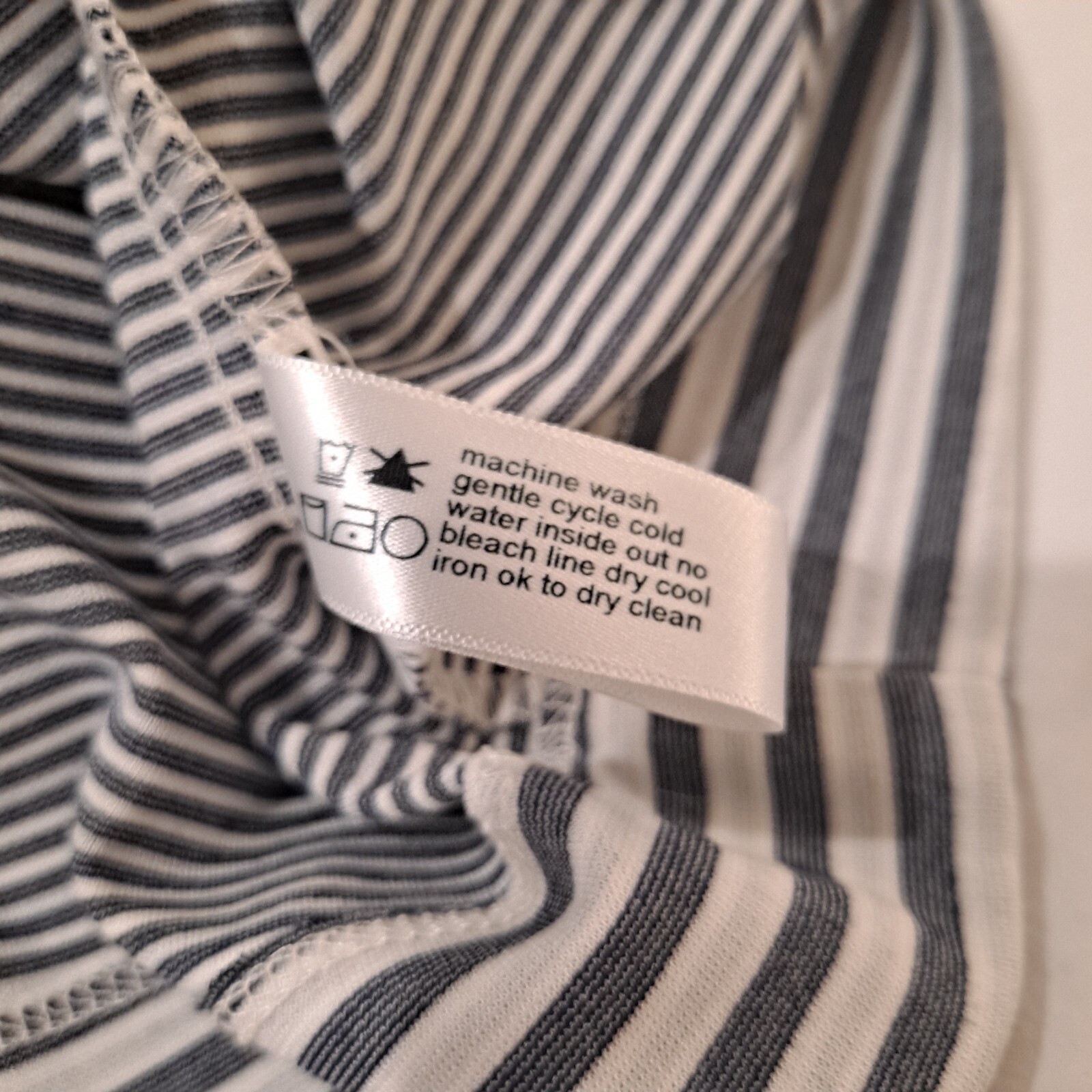 Three Dots Womens Pleated Knee-Length Casual Dress Size Medium Grey/White Stripe