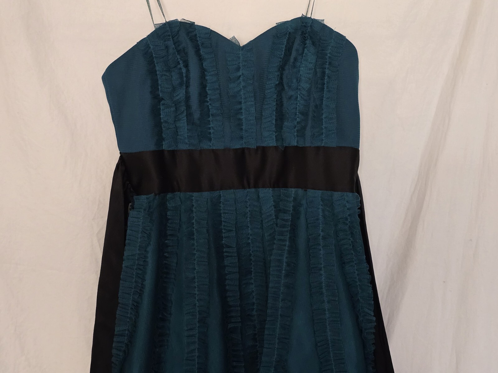 Max & Cleo Dark Jade Sophia Strapless Sweetheart Dress Size 2 Ruffle Tulle