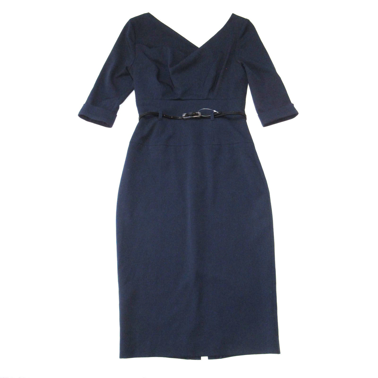NWT Black Halo Jackie O in Eclipse Stretch Gabardine Belted Sheath Dress 2 $390