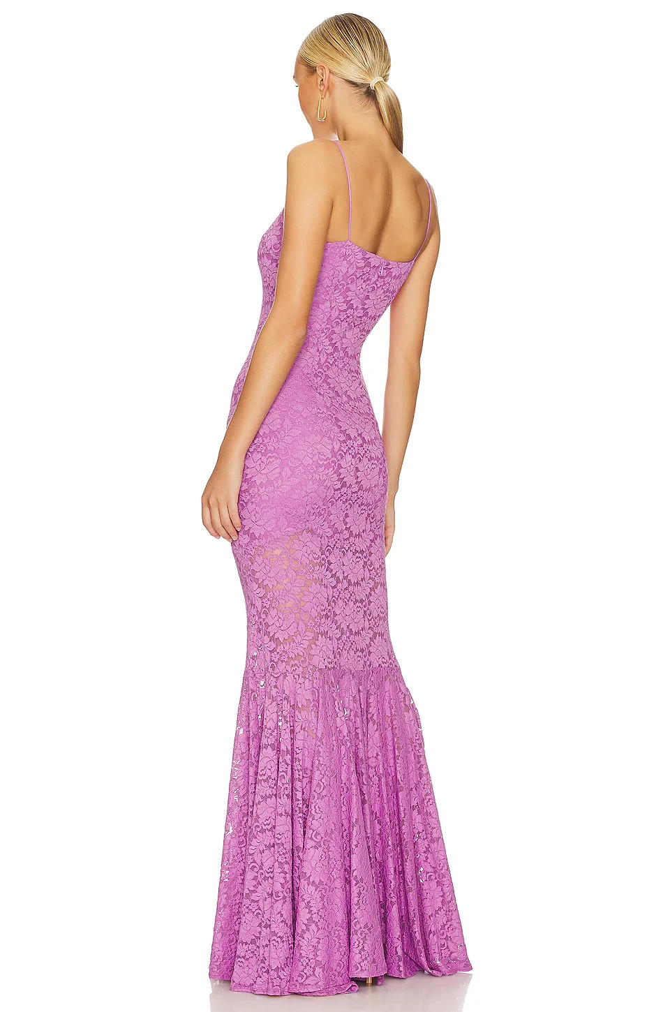 CAROLINE CONSTAS Morgana Gown in Purple Lace Long Party S NWT $595