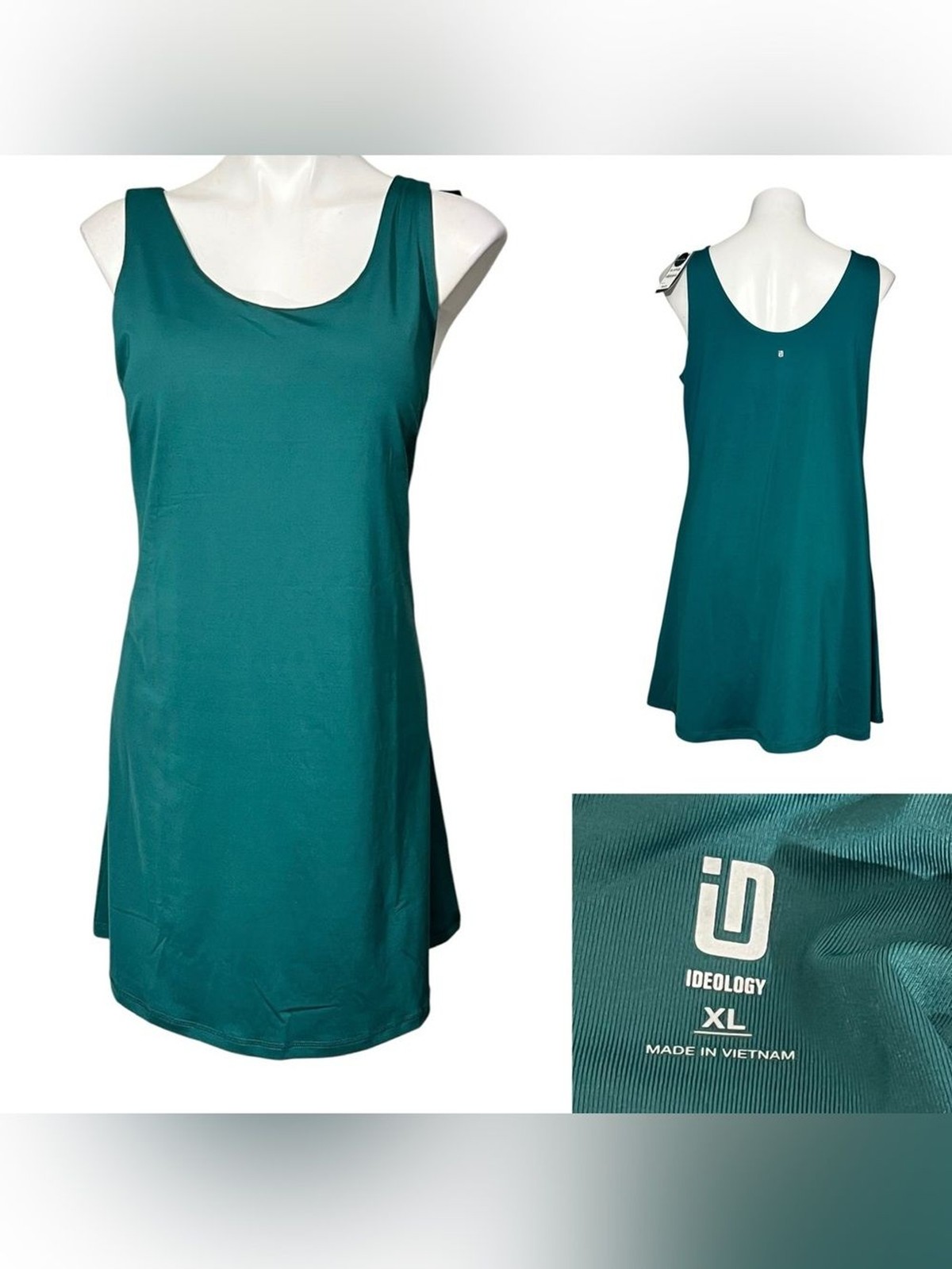Ideology Teal Scoop Neck Tank Dress w/ built-in shorts casual athletic outdoor