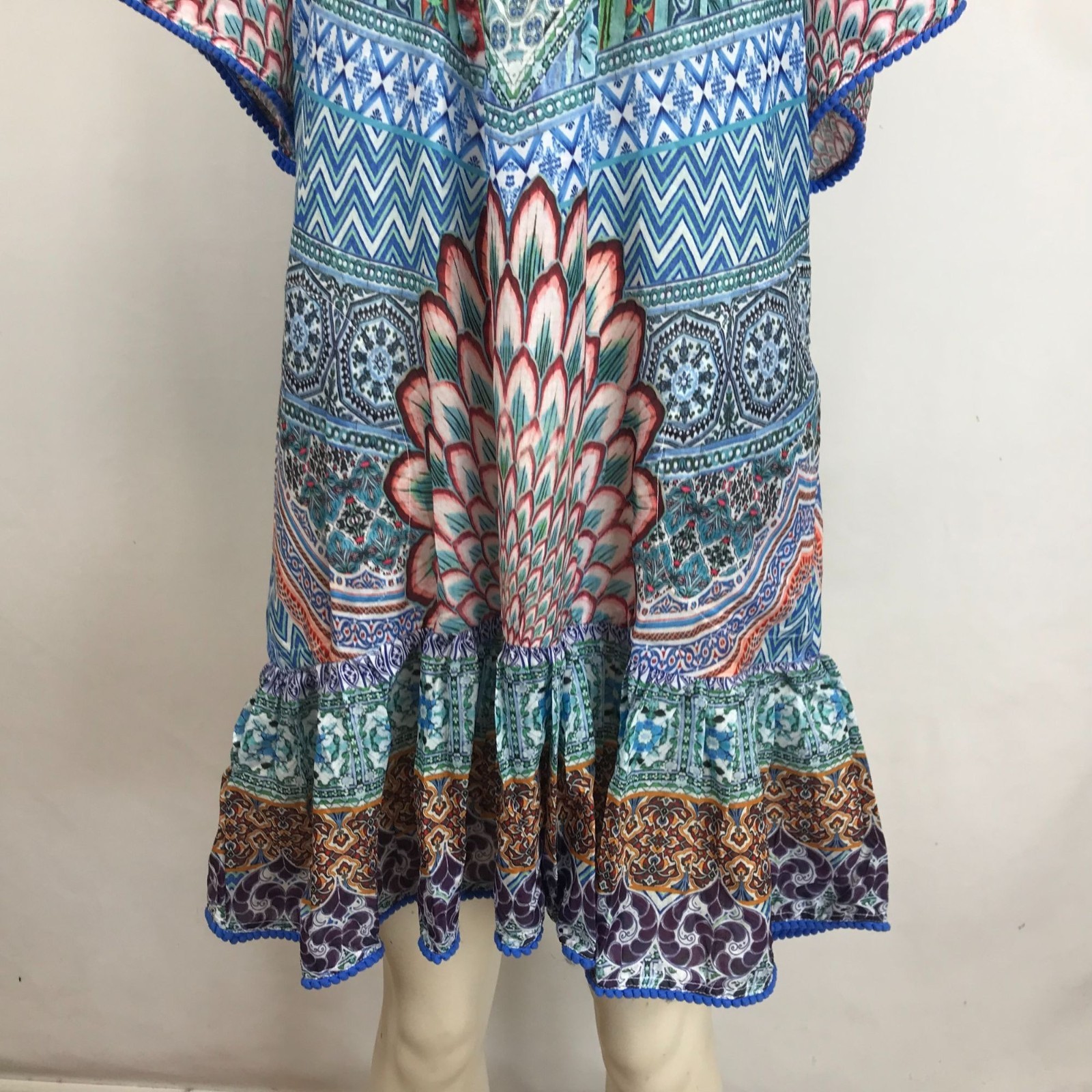 SAKKAS – WOMENS’ ONE SIZE -MULTICOLOR 100% POLYESTER RUFFLE DRESS/COVER UP
