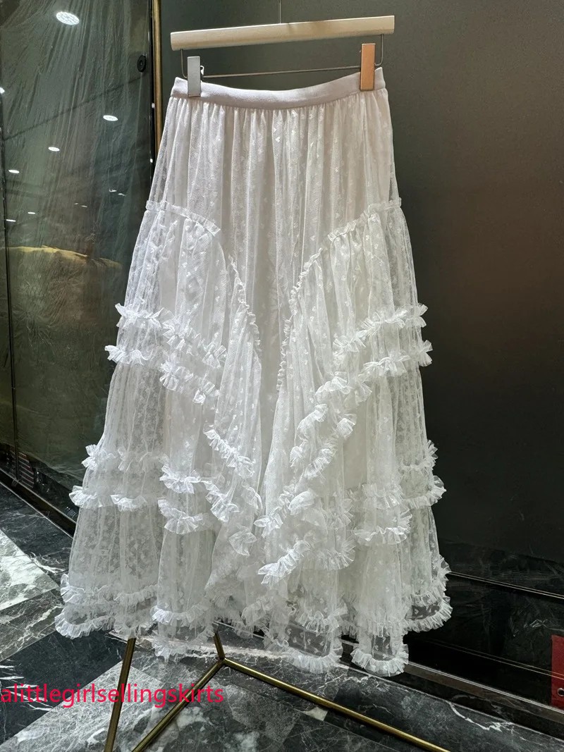 New in Women’s Spring Lace Patchwork Mesh Tutu Cake Long Skirt Women Sweet