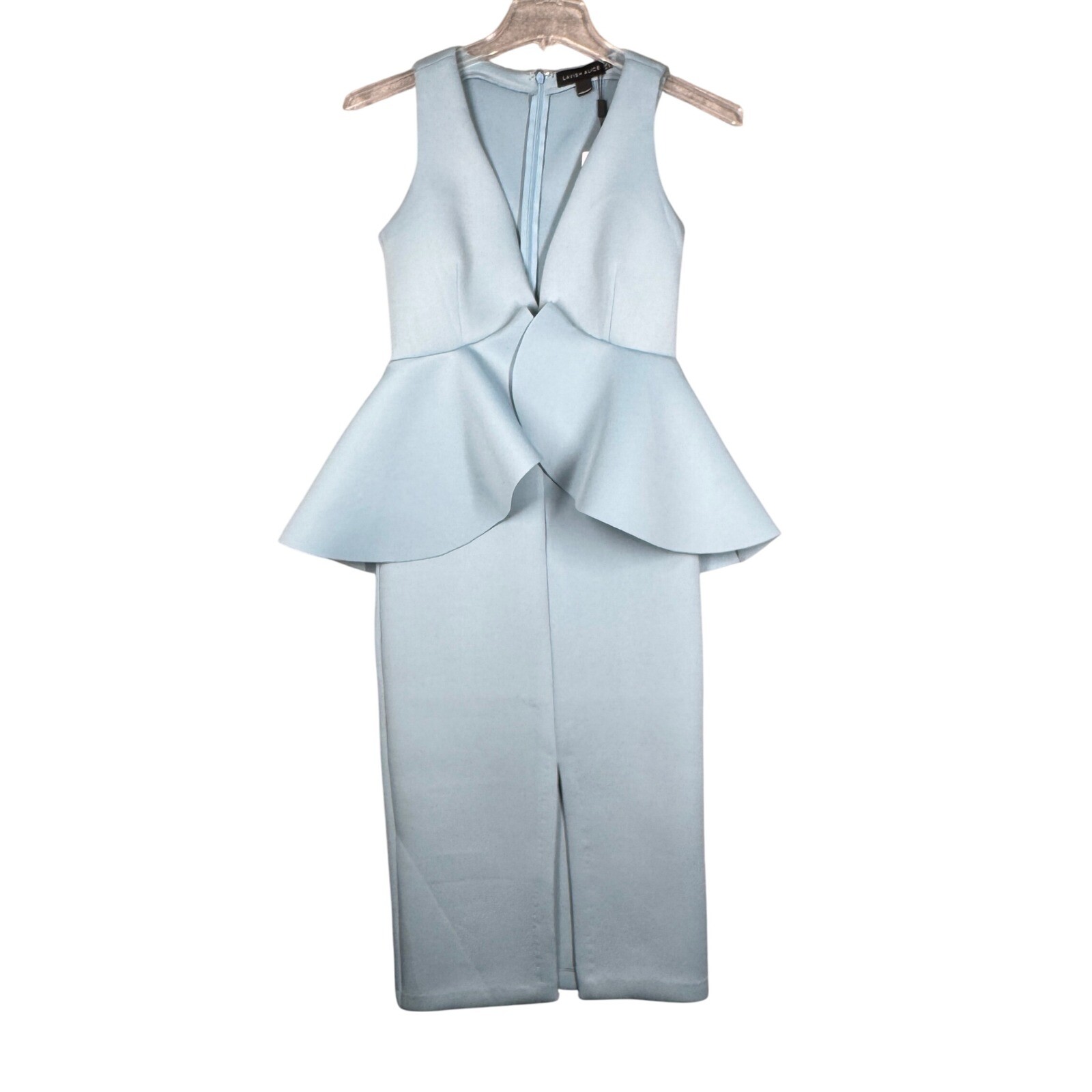 Lavish Alice Dress Blue Scuba Peplum Sleeveless Wedding Party Cocktail Size 6