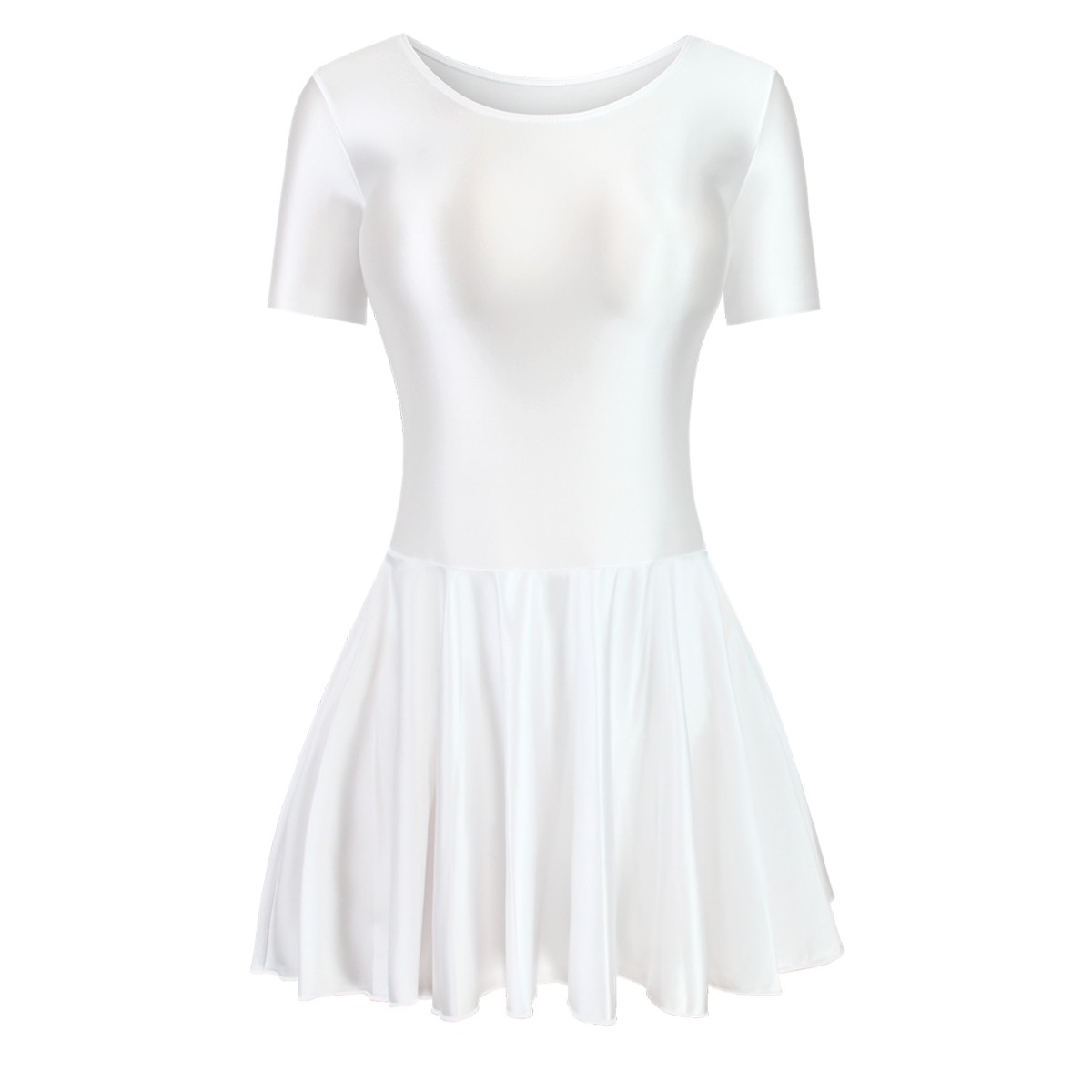 Women Glitter Spandex Elastic Yoga Dance Fitness Dress Shortsleeve Ballet Skirts