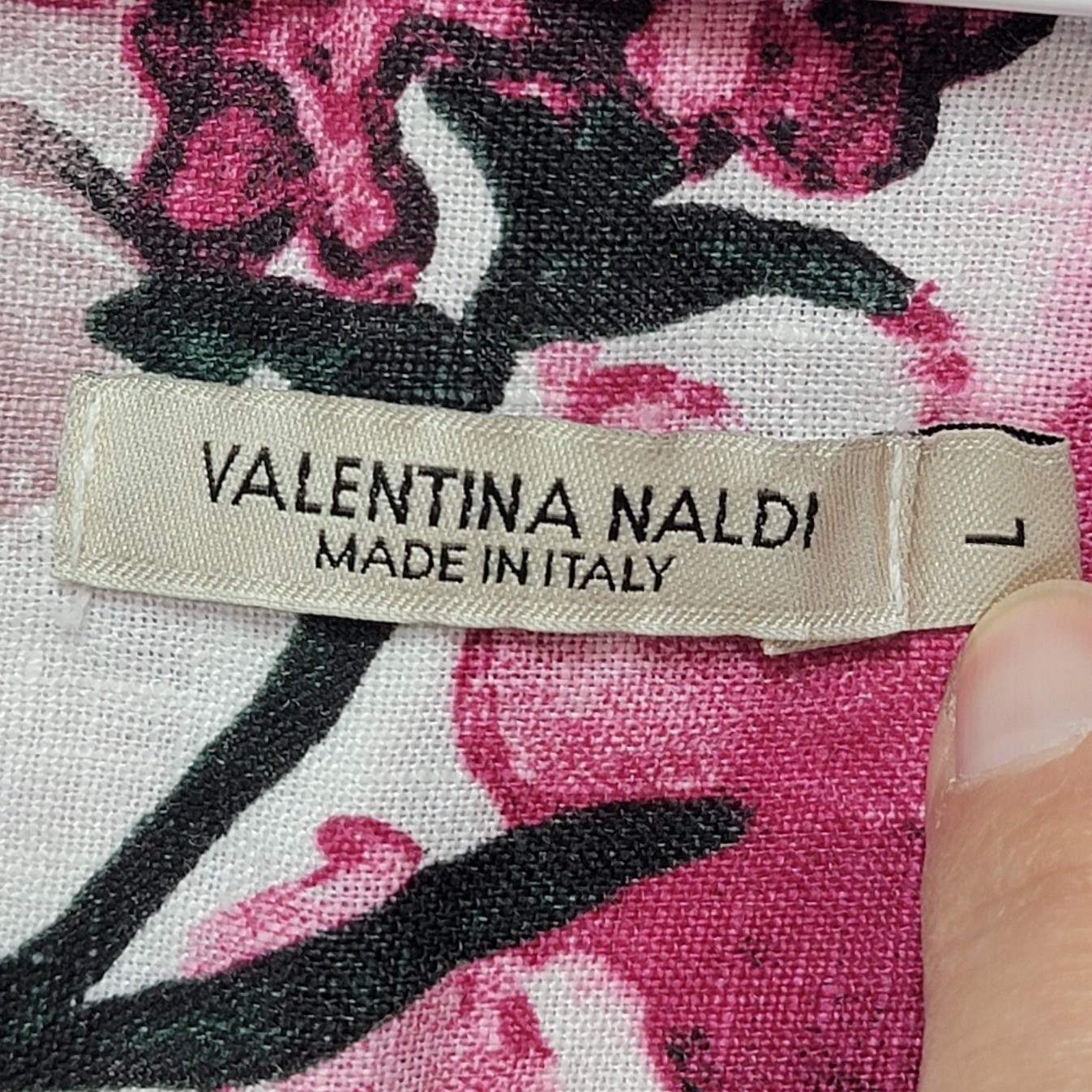 Valentina Naldi Floral Linen Shift Dress Womens L Italy Rose Lagenlook Cottage