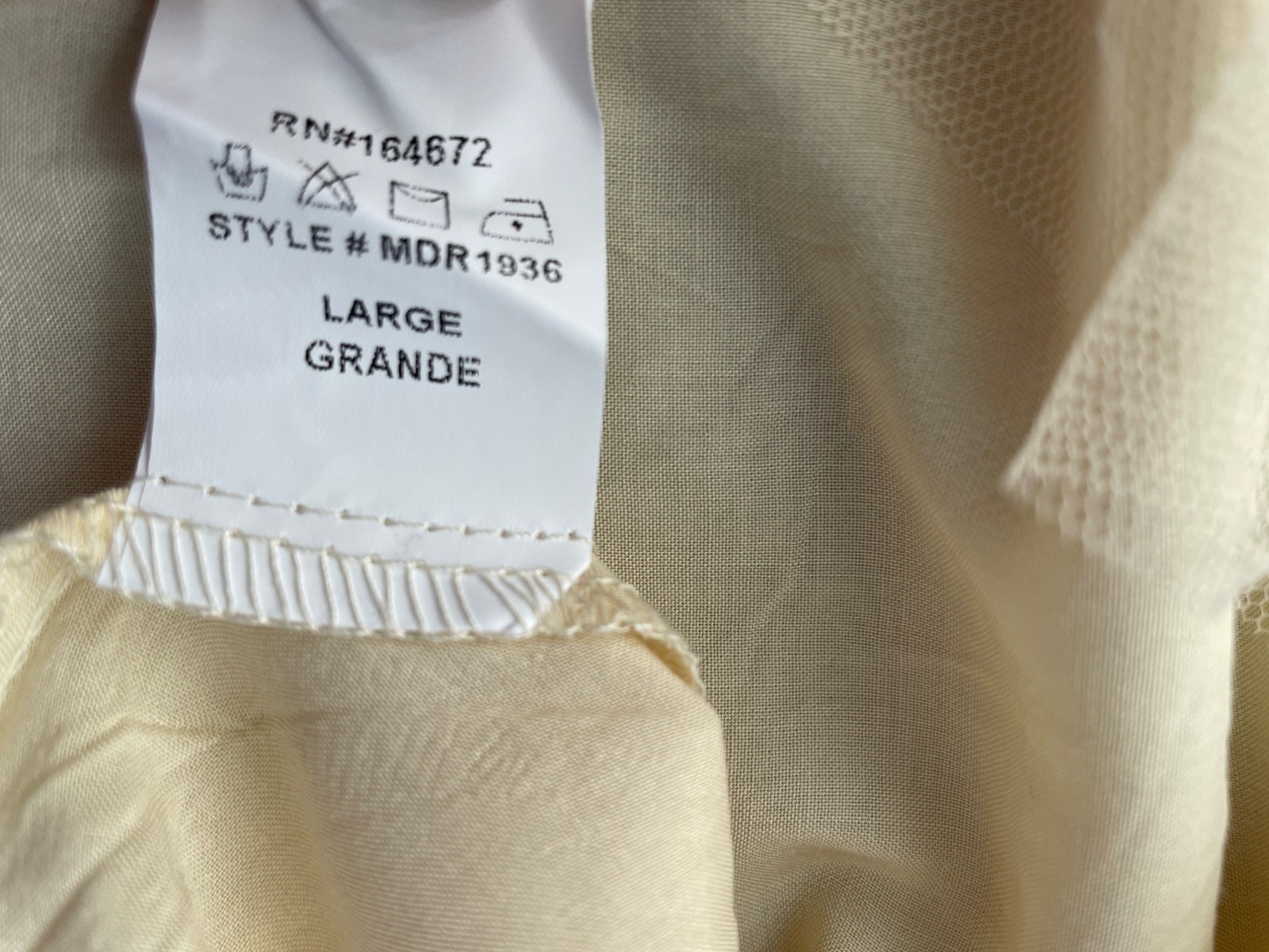 &Merci Mini Dress Large Tulle A Line Tiered Cream Polyester Mesh Ruffle Retro