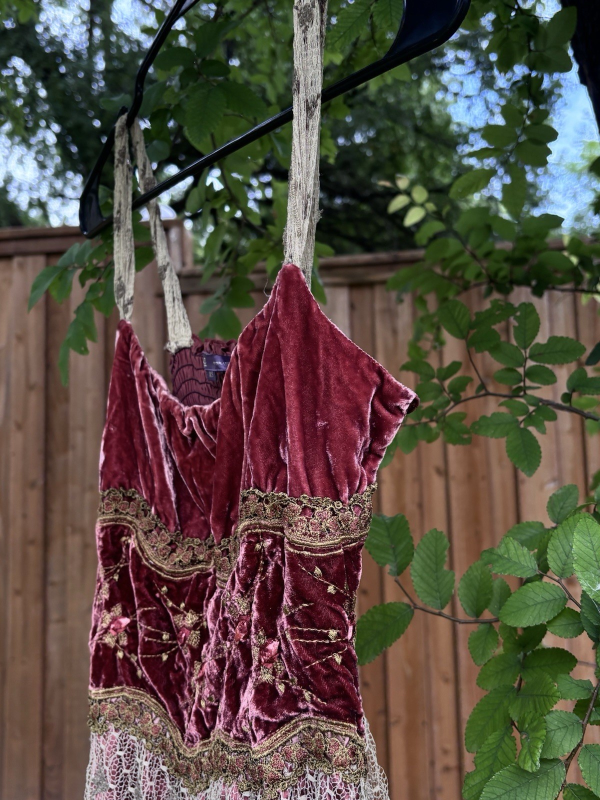 RARE Vintage Hale Bob 100% Silk Mesh Babydoll Velvet Burnout Maroon Dress Sz XS