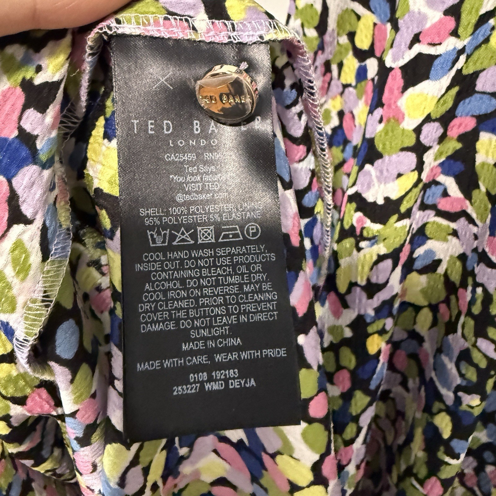 Ted Baker Deyja Printed Midi Puff Sleeve Dress Size 3 (8)