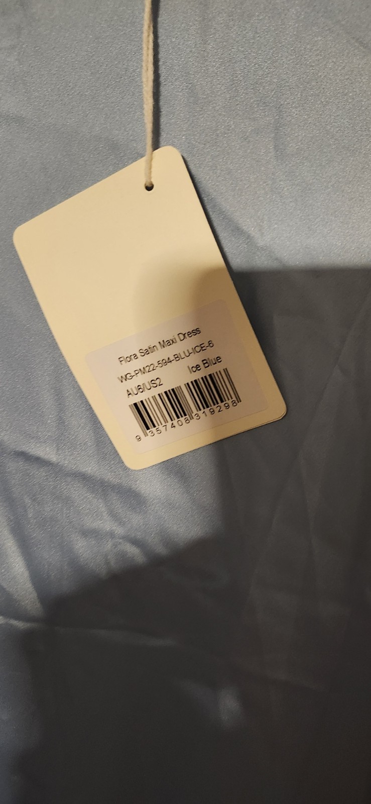 NWT Peppermayo Women’s Flora Satin Maxi Dress Ice Blue AU6/US2 Tie Back