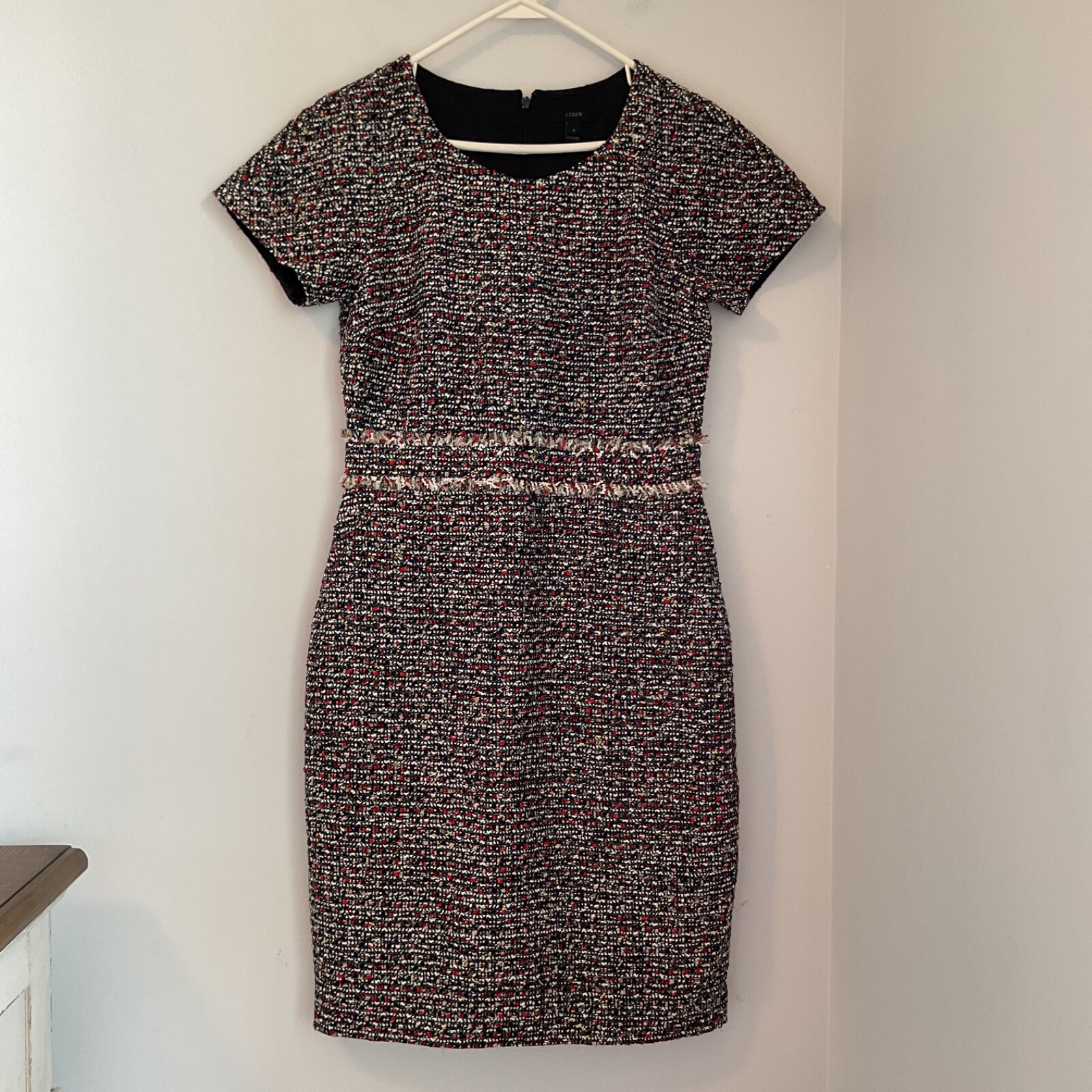 J.Crew Navy Blue Royal Tweed Lined Cap Sleeve Sheath Dress Women’s Size 6