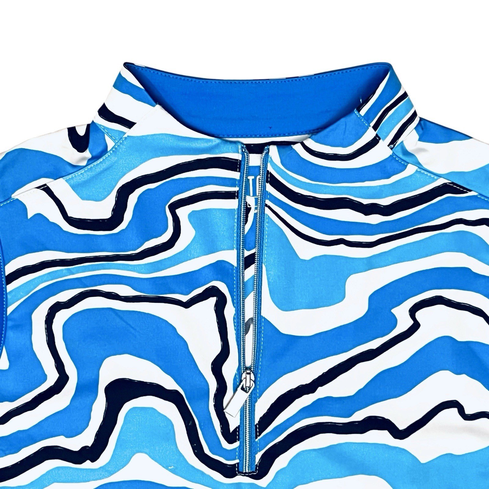 Tail Activewear Dress UPF50+ Blue White Flowing/Wavy Print Pullover Zip/Pocket S