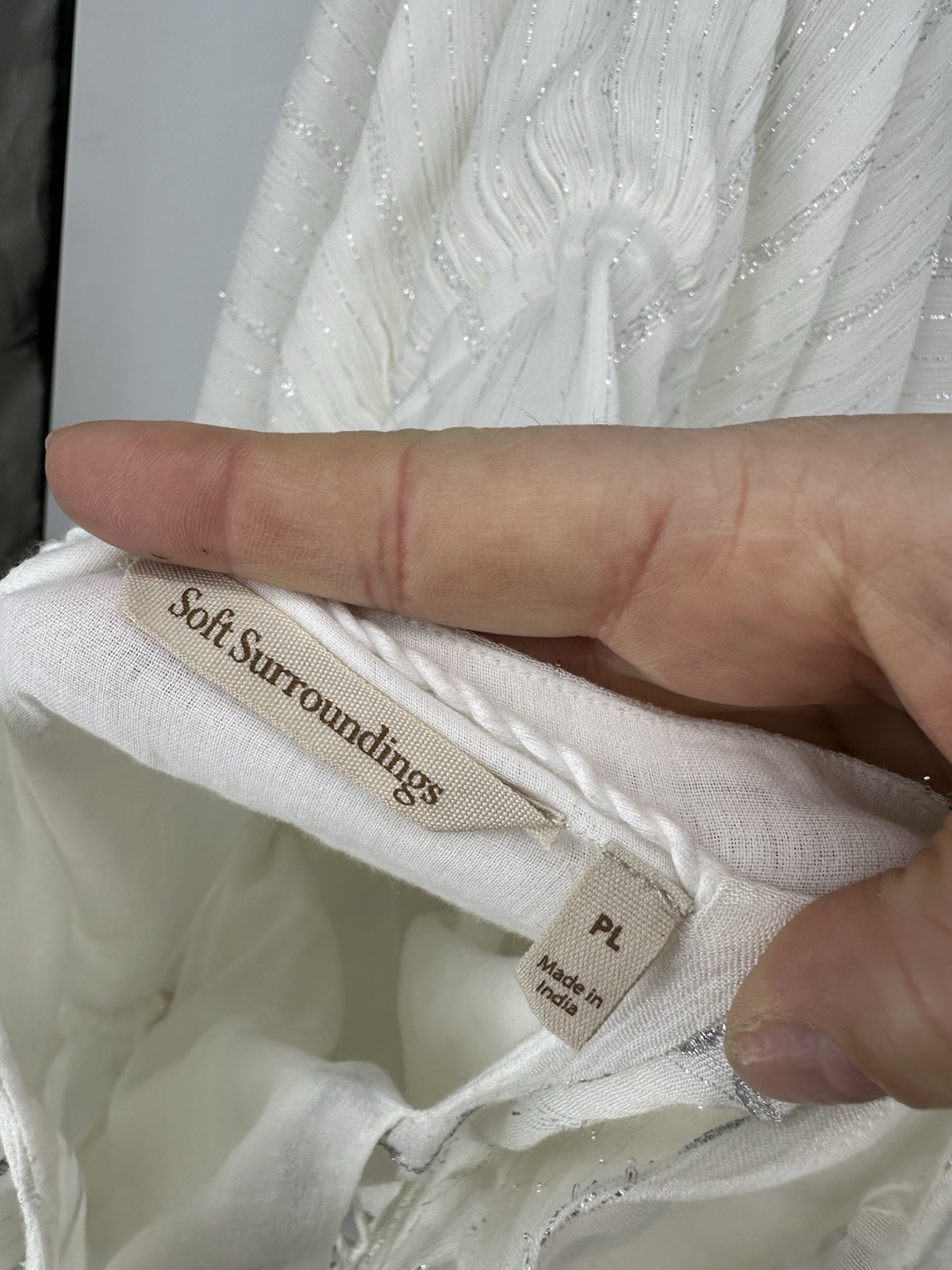 SOFT SURROUNDINGS Large Petite Women STARLIGHT MAXI DRESS White Silver 64-31