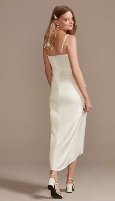 DB STUDIO hand-pleated spaghetti strap charmeuse women’s dress wedding Size 14