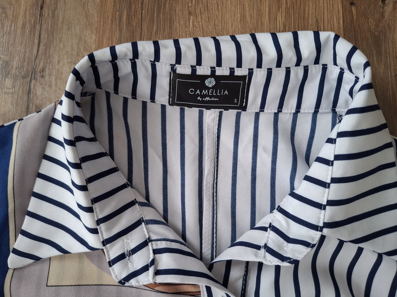 CAMELLIA By Affection Blue White Striped Multi Color Shirt Dress Nautical Small