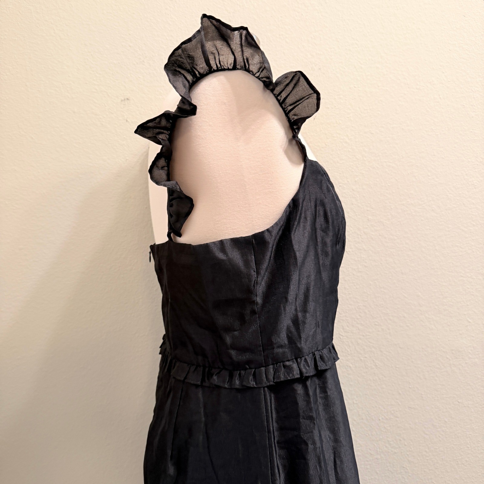 Lulus Effervescent Aesthetic Black Tiered Ruffled Midi Dress XL Event Party
