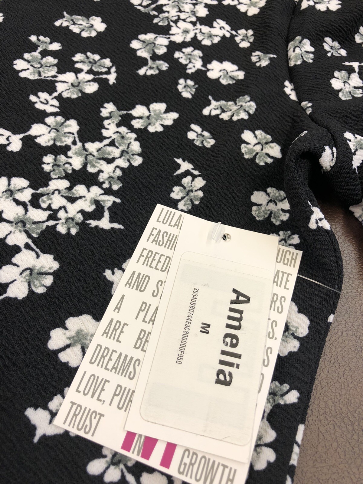 Lularoe Medium NWT Women Amelia Black White Cherry Blossom Pleated Dress 🦄 8-10