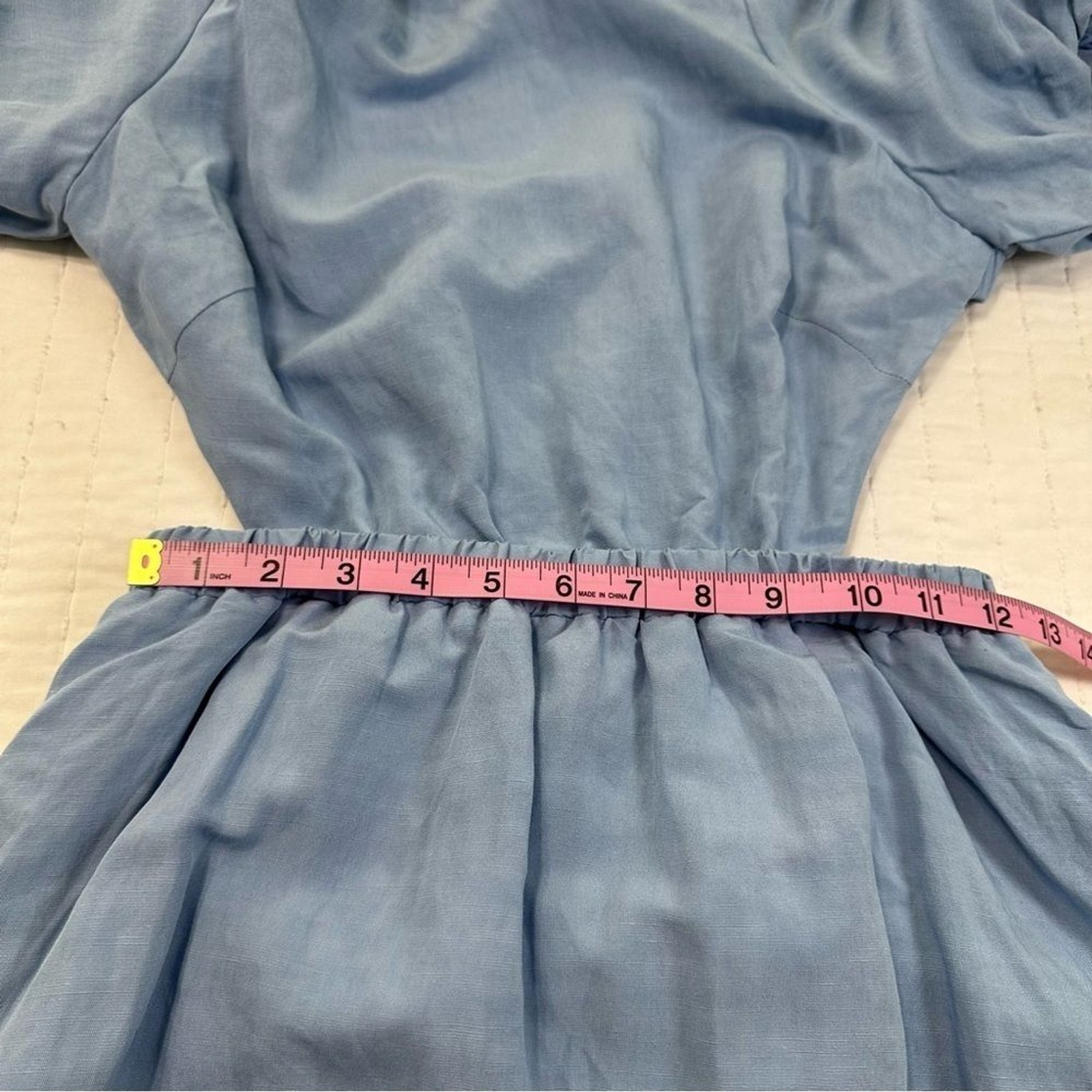 ASTR The Label Jelena Light Blue Backless Dress with Puff Sleeves Maxi Dress M