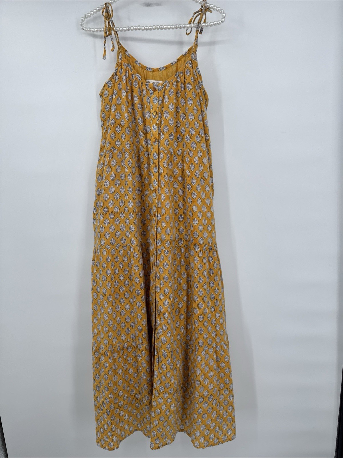 Emerson Fry India Collection Hand Block Printed Button Front Maxi Dress M/L??