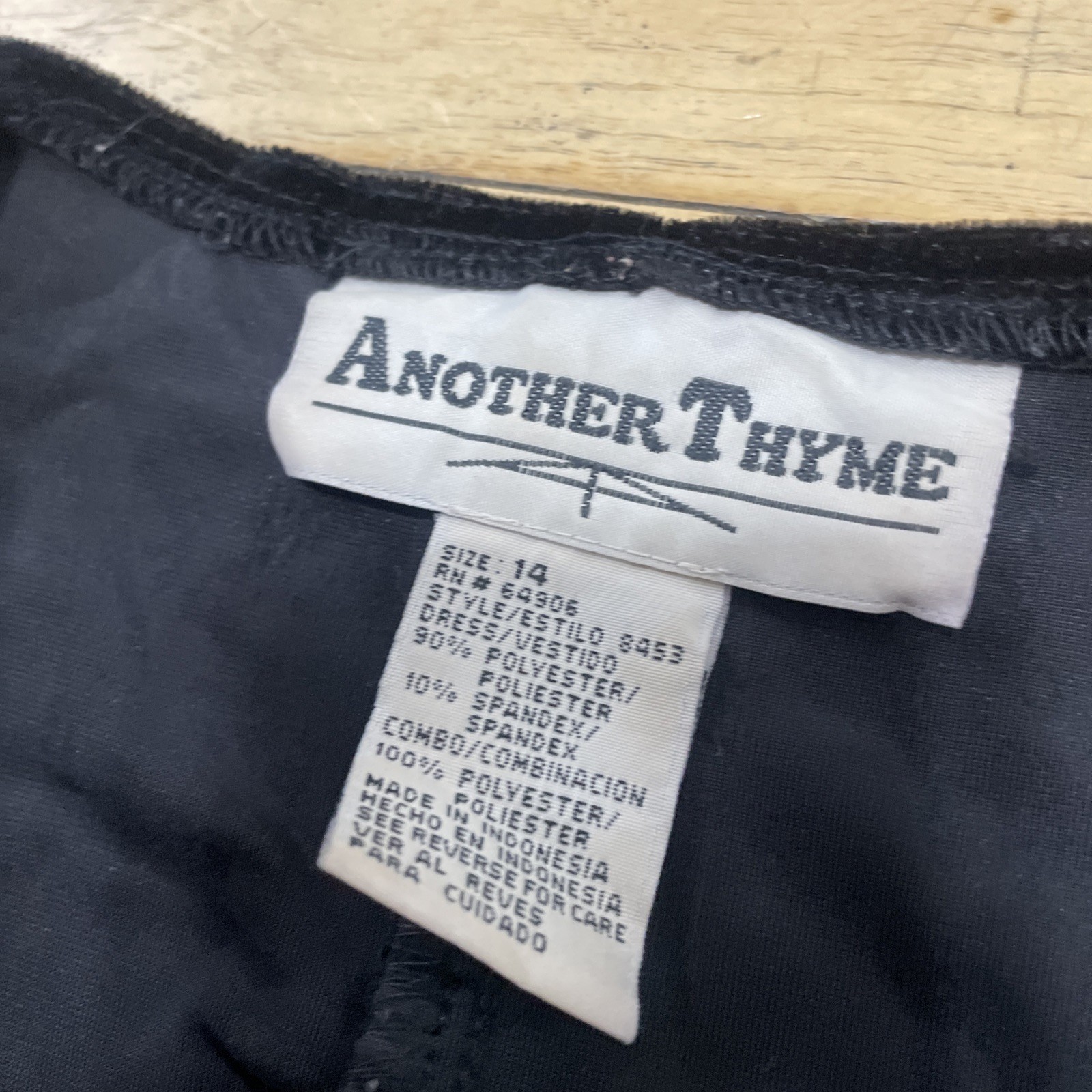 Another Thyme Dress Witchy Black Velvet women 14 Fairy WhimsyGoth vtg 90s Velour
